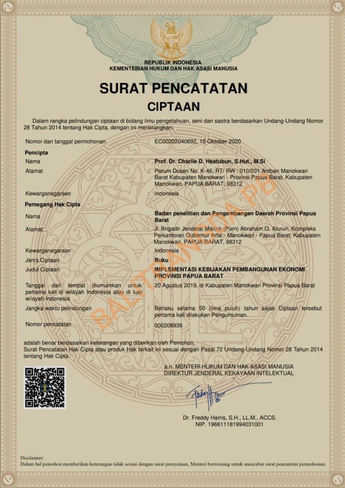 Buku Implementasi Kebijakan Pembangunan Ekonomi Provinsi Papua Barat