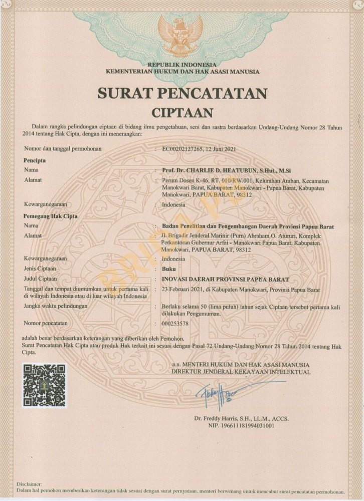 Buku Inovasi Daerah Provinsi Papua Barat